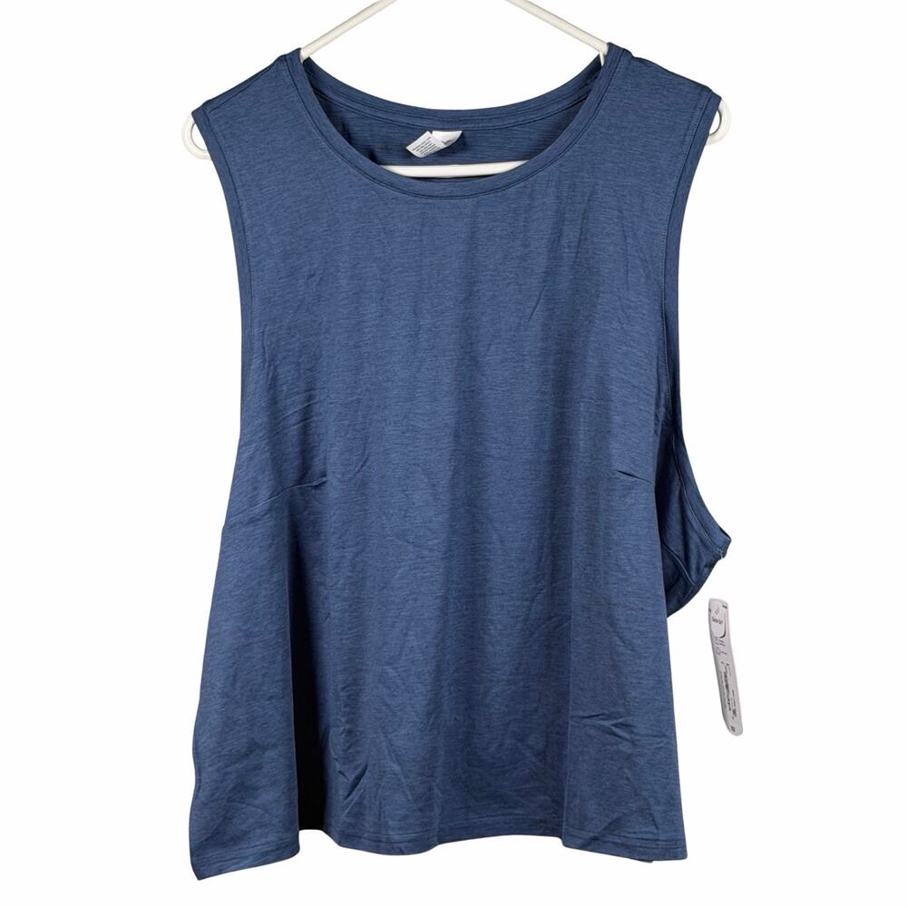 Xersion Tank Top Women's 2X High Neck Blue Athletic Activewear Quick-Dri NEW